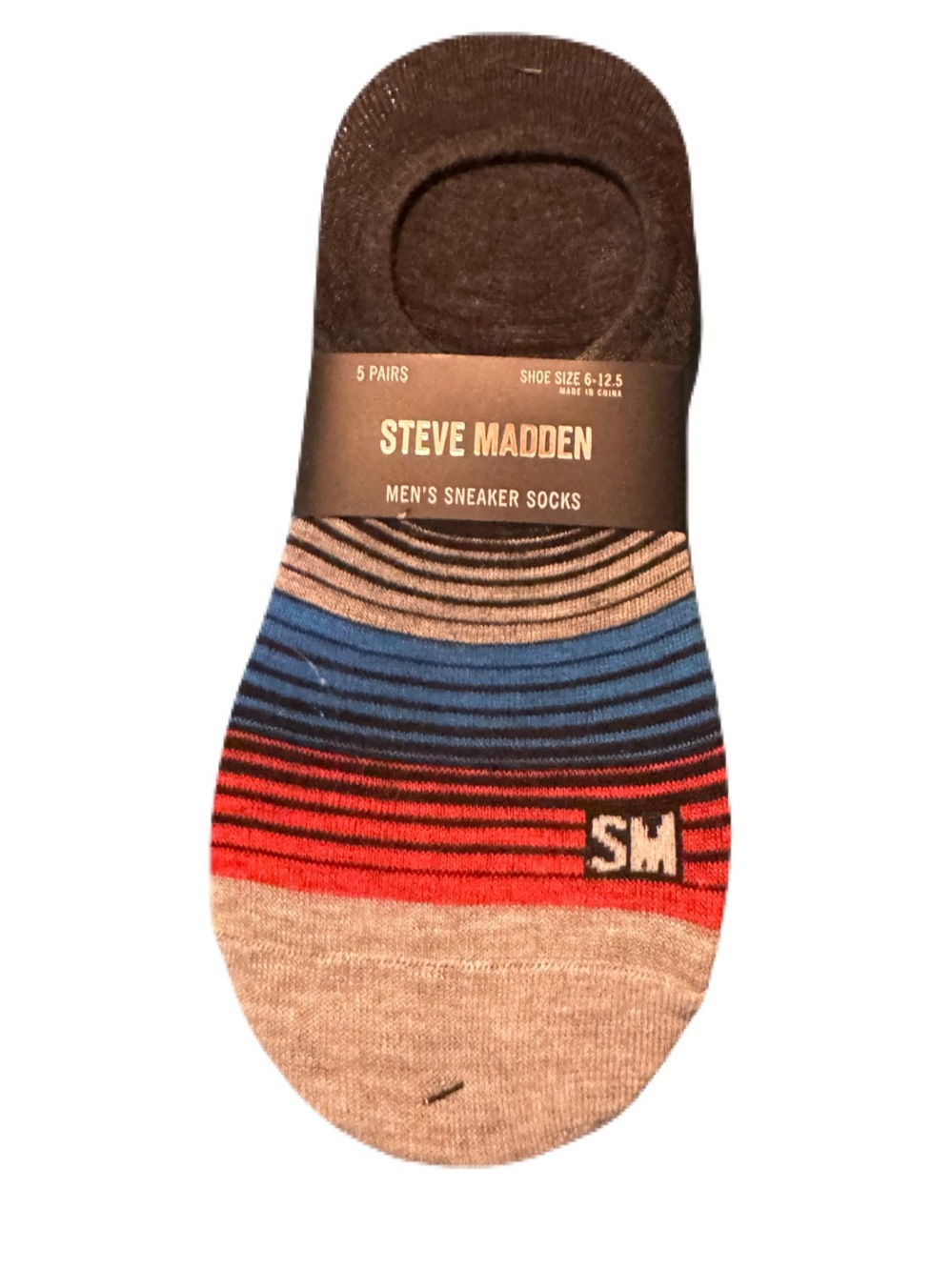 NWT Steve Madden Men's No-Show Sneaker Socks 5-Pack Size 6-12.5